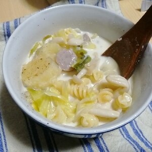 ソーセージと野菜のクリームスープ